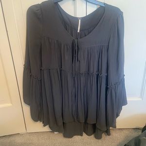 Free People Tiered Ruffle Long Sleeve Top